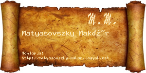Matyasovszky Makár névjegykártya